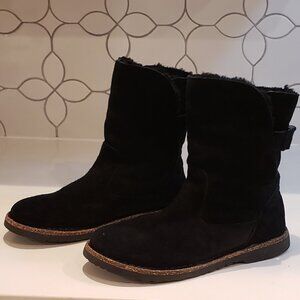 Birkenstock Uppsala Shearling Suede Leather Black Size 39 / 8 - 8.5